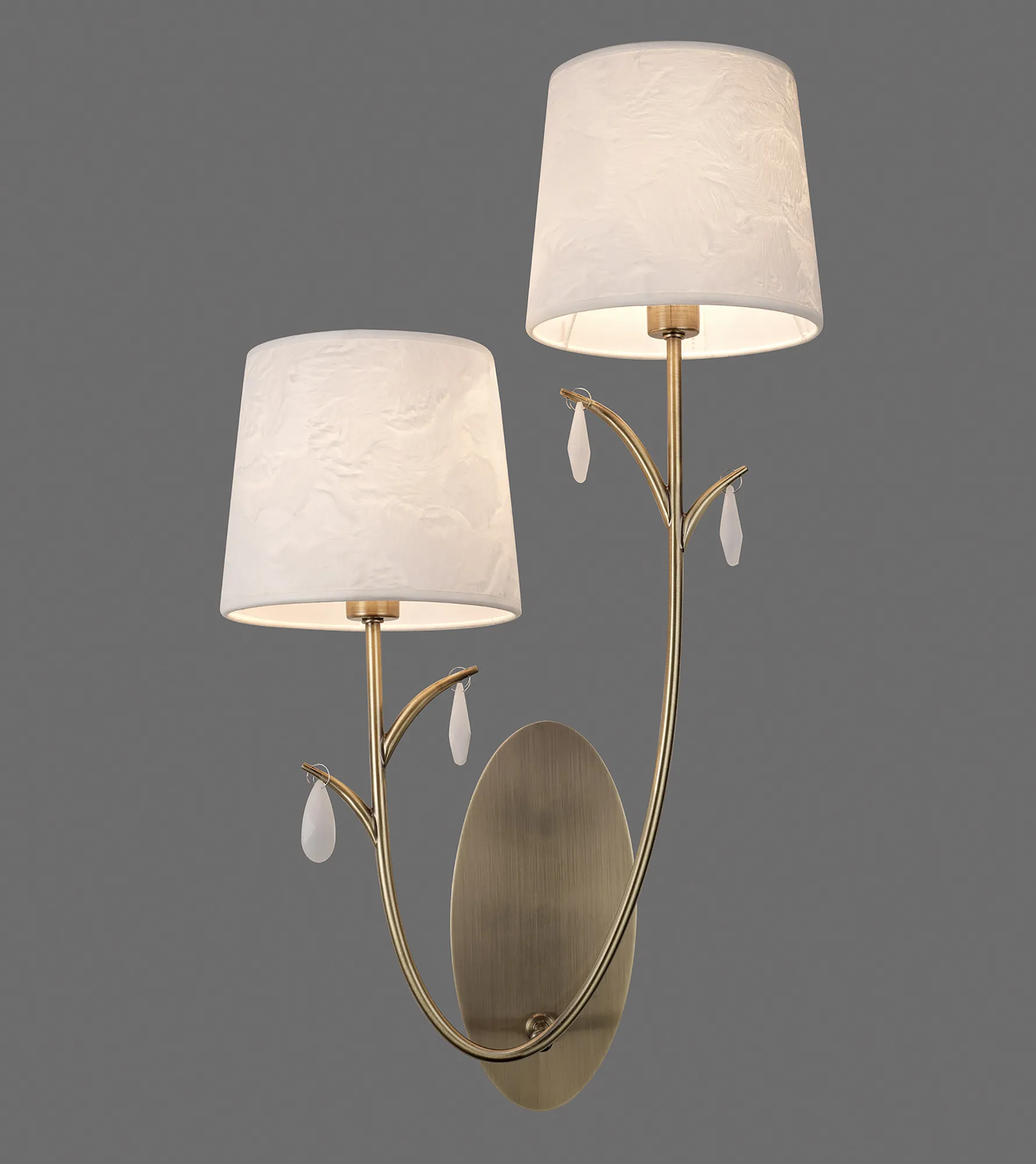 Andrea Antique Brass Wall Lights Mantra Armed Wall Lights